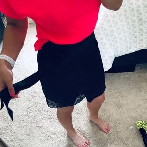 Black satan and lace wrap skirt